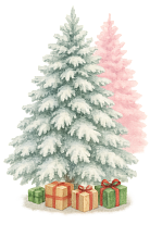 Заснеженные и цветные елки